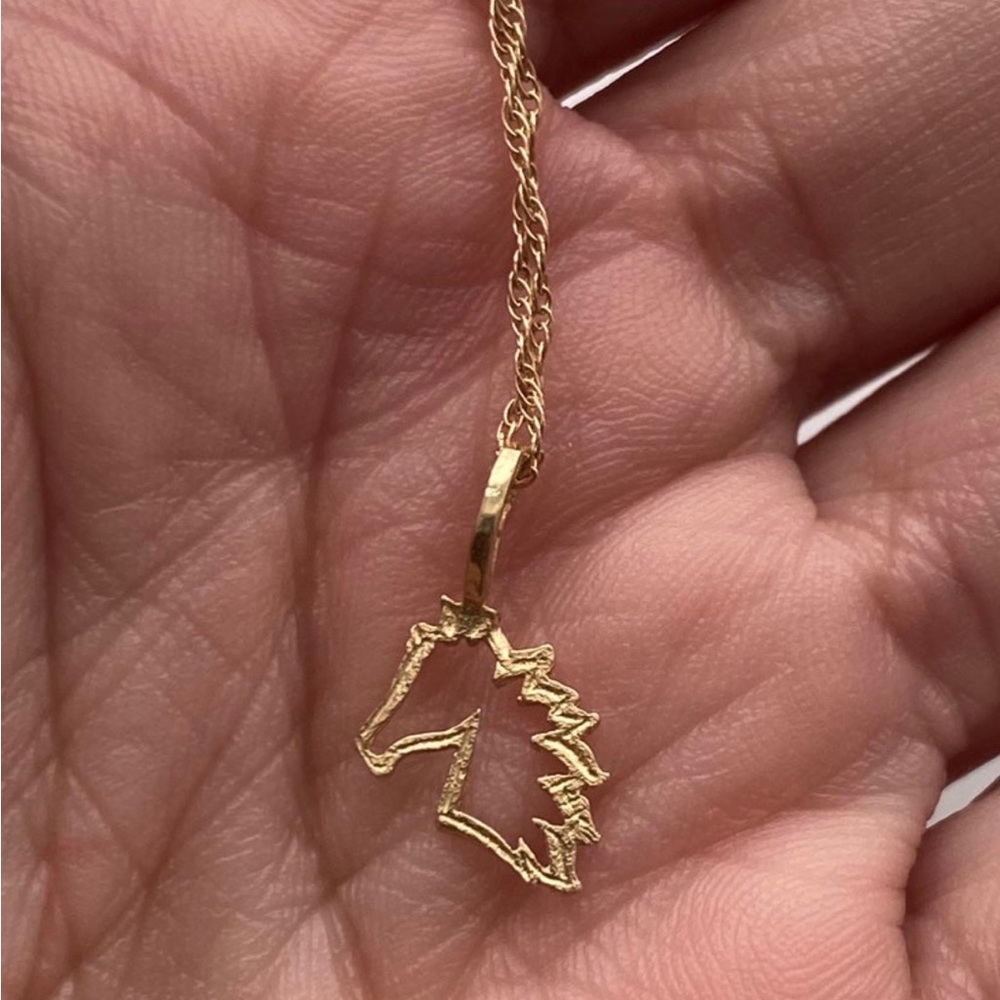 14k Yellow Gold Horse Charm Necklace